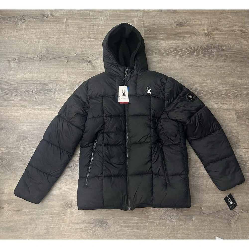 Spyder Puffer Jacket Men's Size Medium Black $229